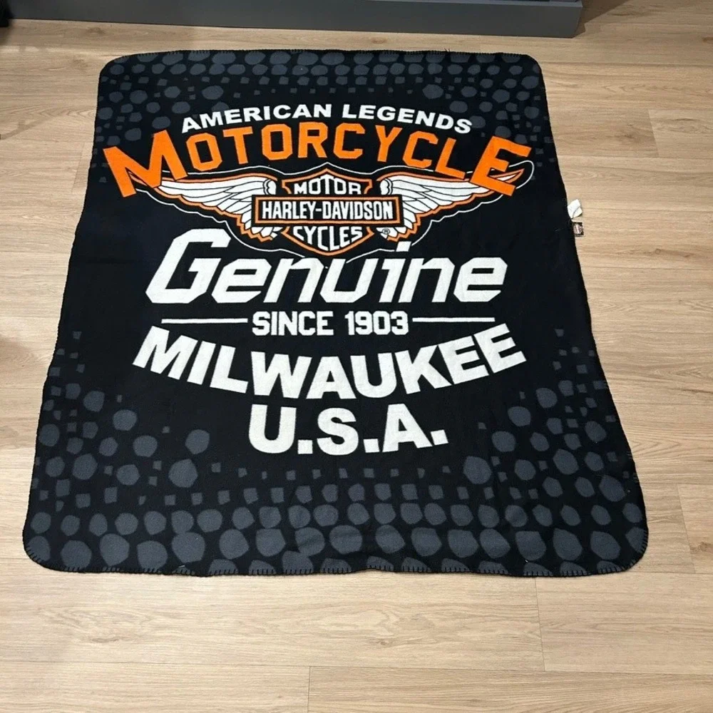 Harley-Davidson American Legends‎ Fleece Blanket Genuine Milwaukee USA Black